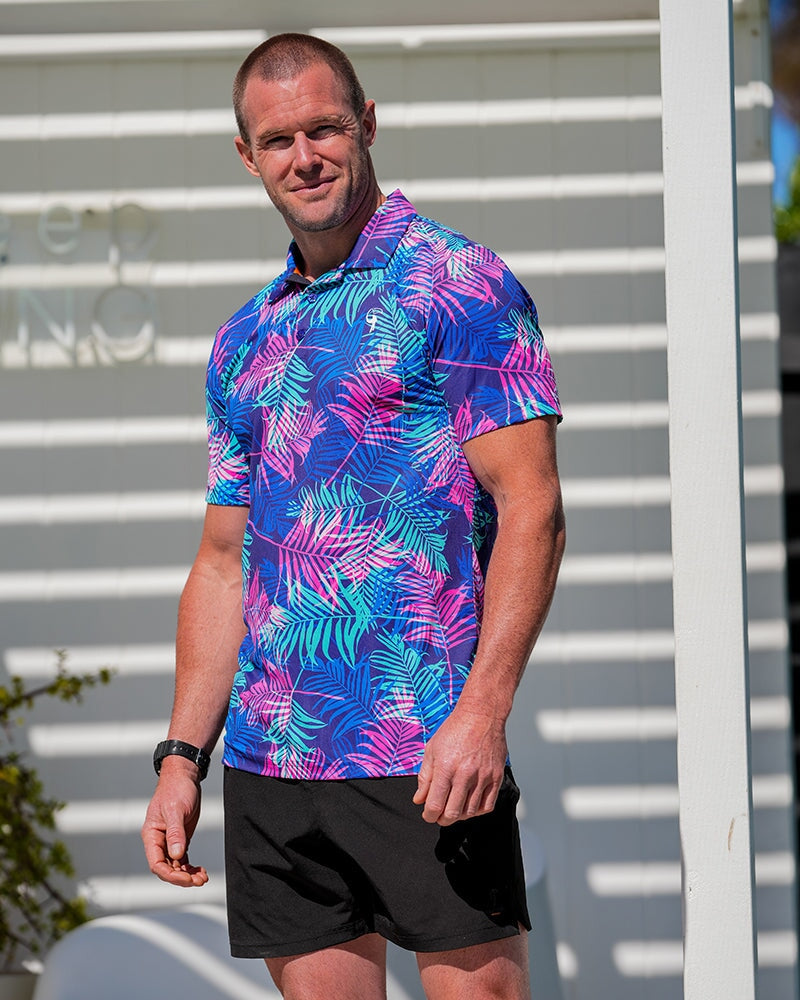 Pink and Blue Palms Polo ( save for Black Friday ) SHIRT Tucann
