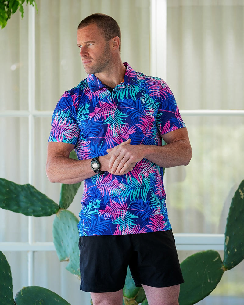 Pink and Blue Palms Polo ( save for Black Friday ) SHIRT Tucann