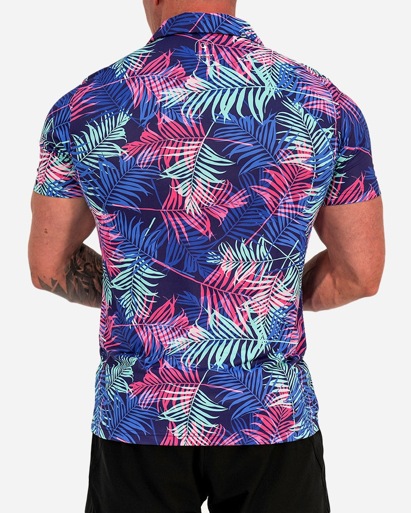 Pink and Blue Palms Polo SHIRT Tucann