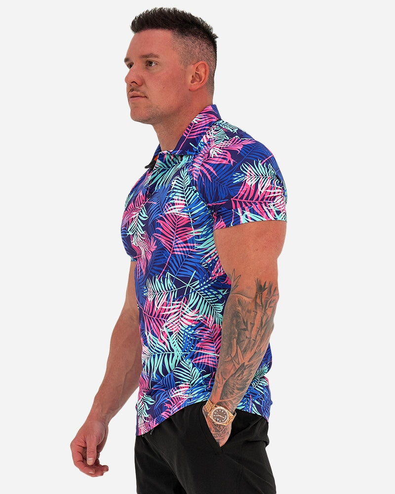 Pink and Blue Palms Polo SHIRT Tucann