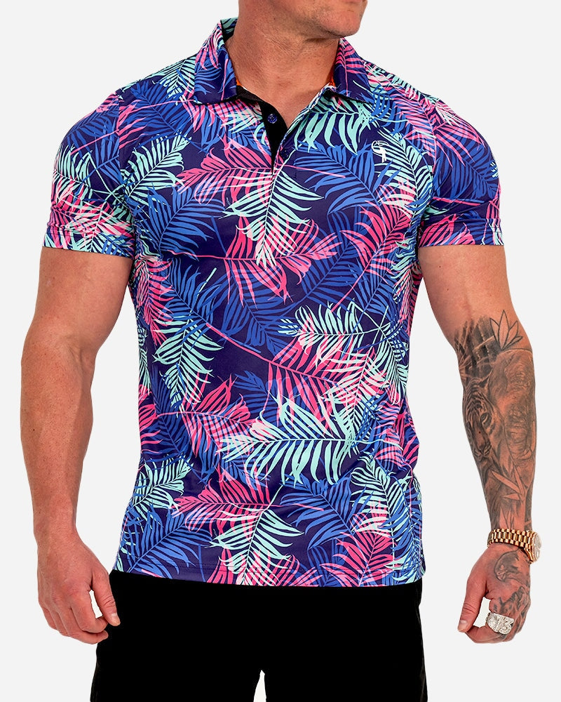 Pink and Blue Palms Polo SHIRT Tucann