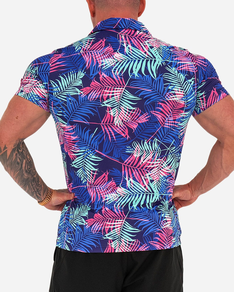 Pink and Blue Palms Polo SHIRT Tucann