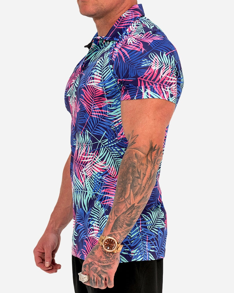 Pink and Blue Palms Polo SHIRT Tucann