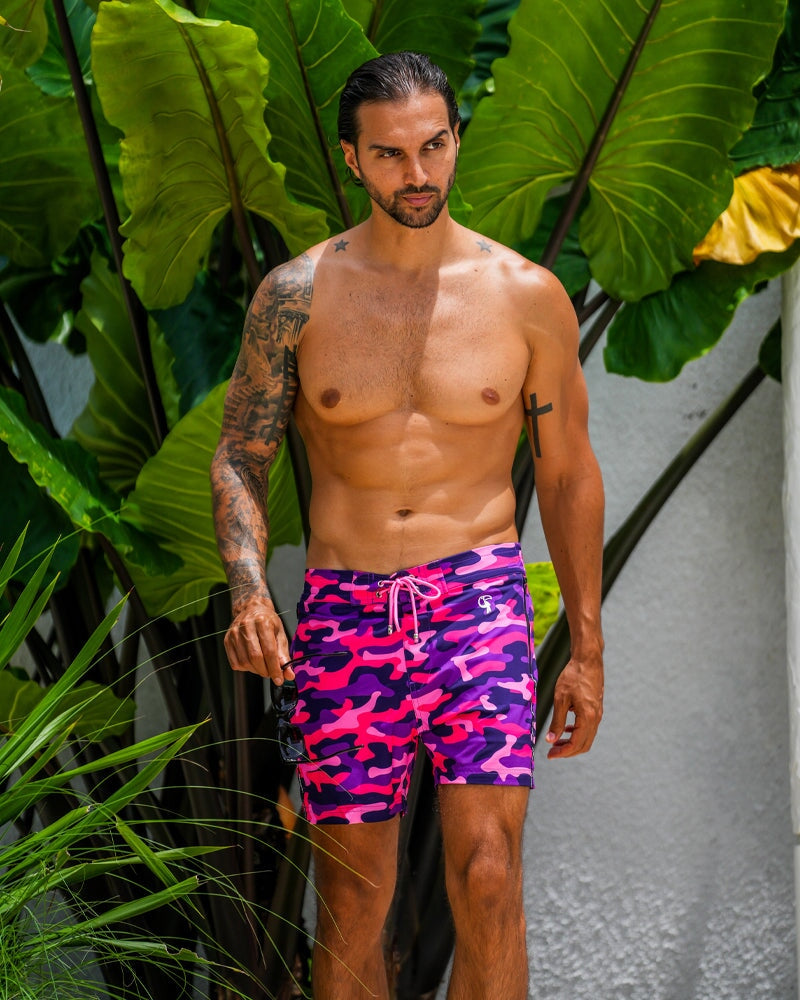 Pink Camo - 5" Swim Trunks Tucann