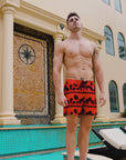 Black Palms Orange Swim Trunks - 5"