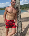 Black Palms Orange Swim Trunks - 3"