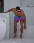 Purple and blue swim shorts