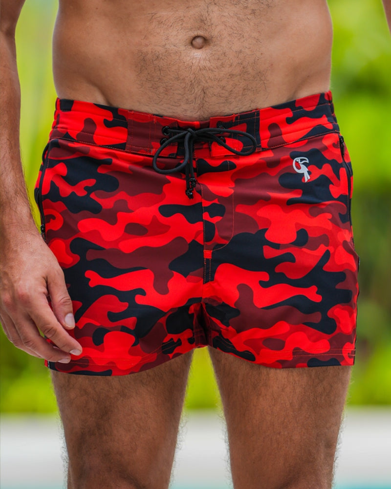 Red Camo Swim Shorts - 3" Shorts / Board shorts Tucann
