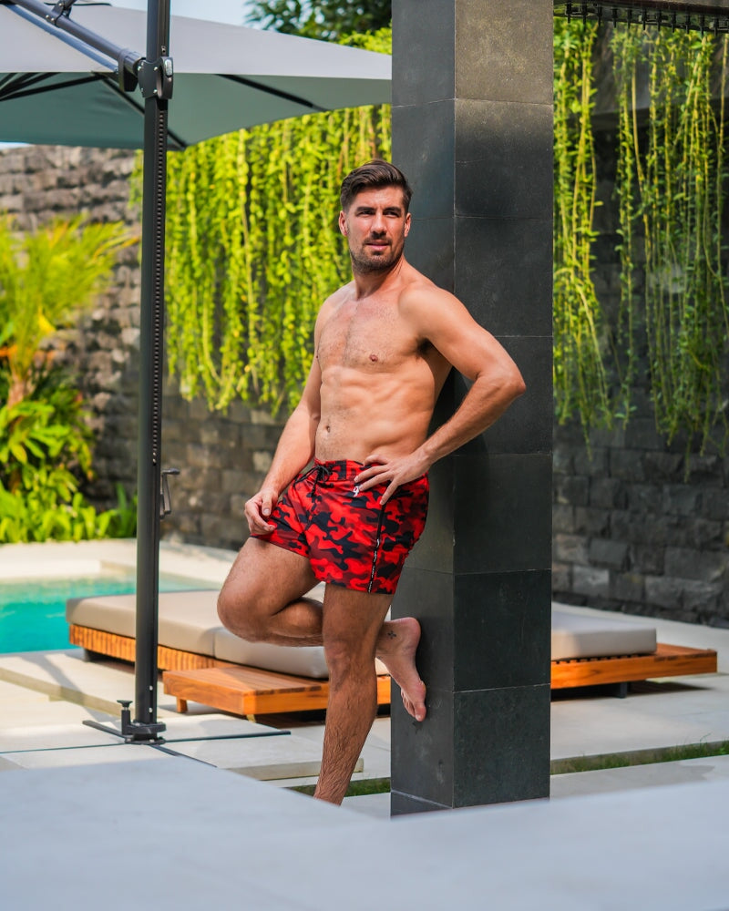 Red Camo Swim Shorts - 3" Shorts / Board shorts Tucann