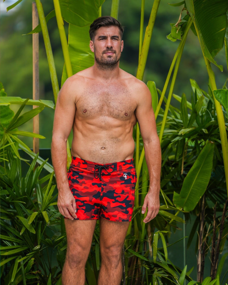 Red Camo Swim Shorts - 3" Shorts / Board shorts Tucann
