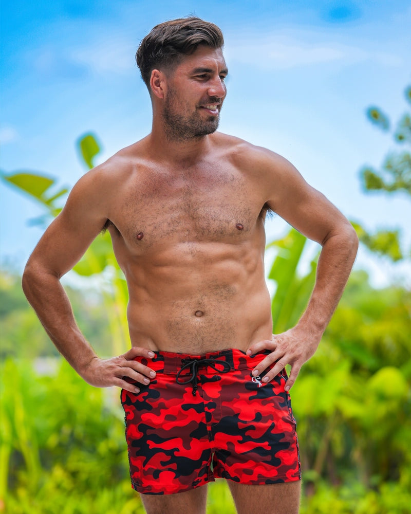 Red Camo Swim Shorts - 3" Shorts / Board shorts Tucann