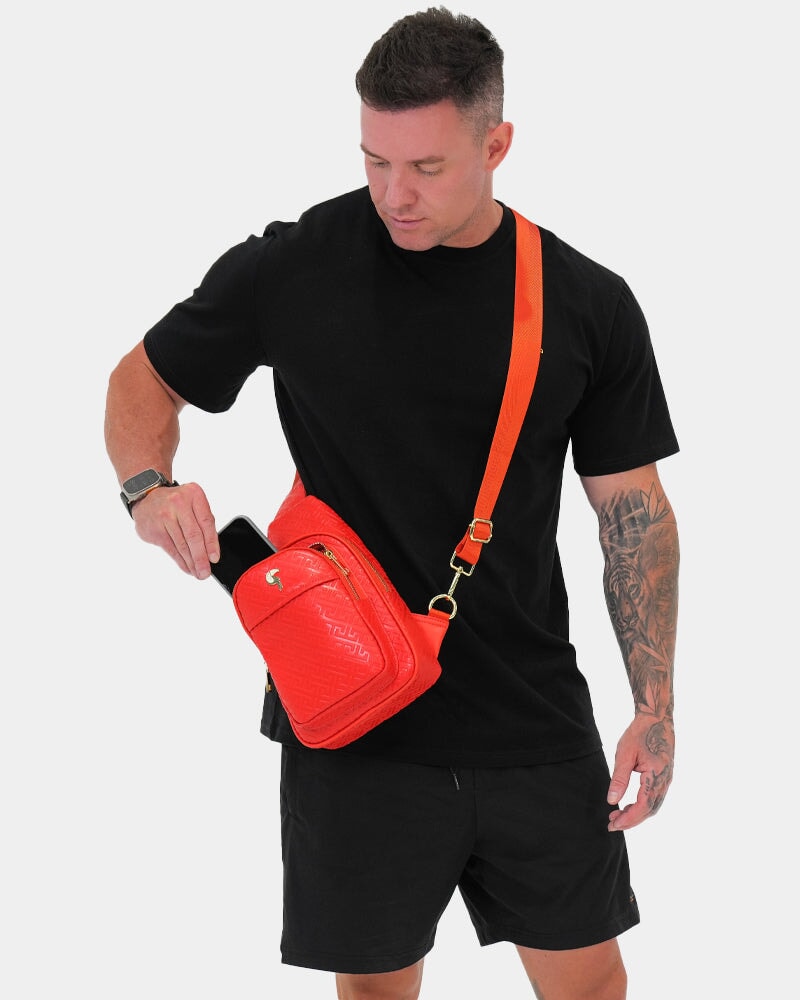 Red Leather Messenger Bag Bag Tucann