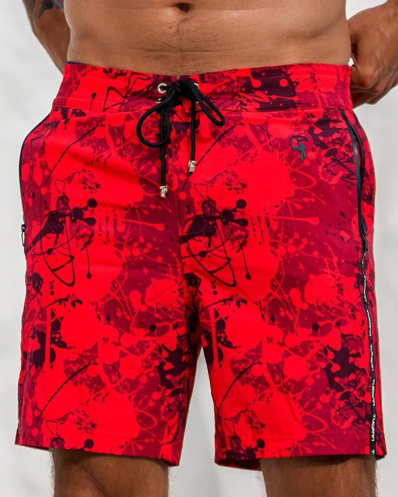 Splatter Red 7" Swim Trunks Tucann