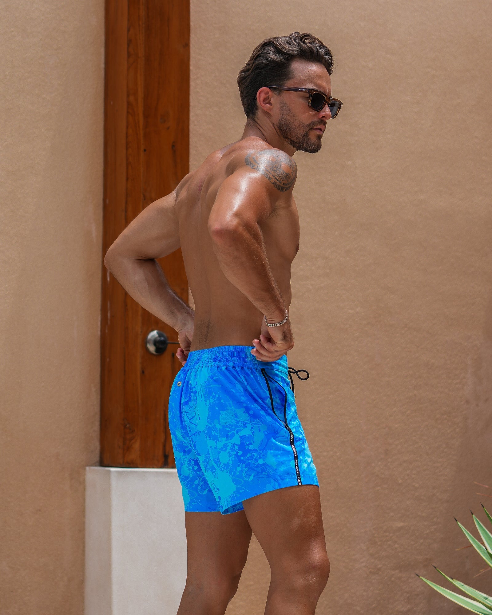 Splatter Swim Shorts Blue - 3" Shorts / Board shorts Tucann