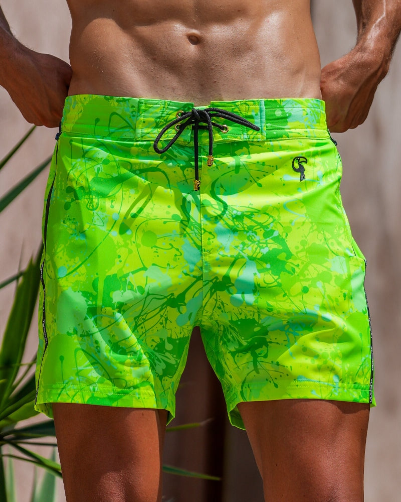 Splatter Swim Shorts Green - 5" Shorts / Board shorts Tucann