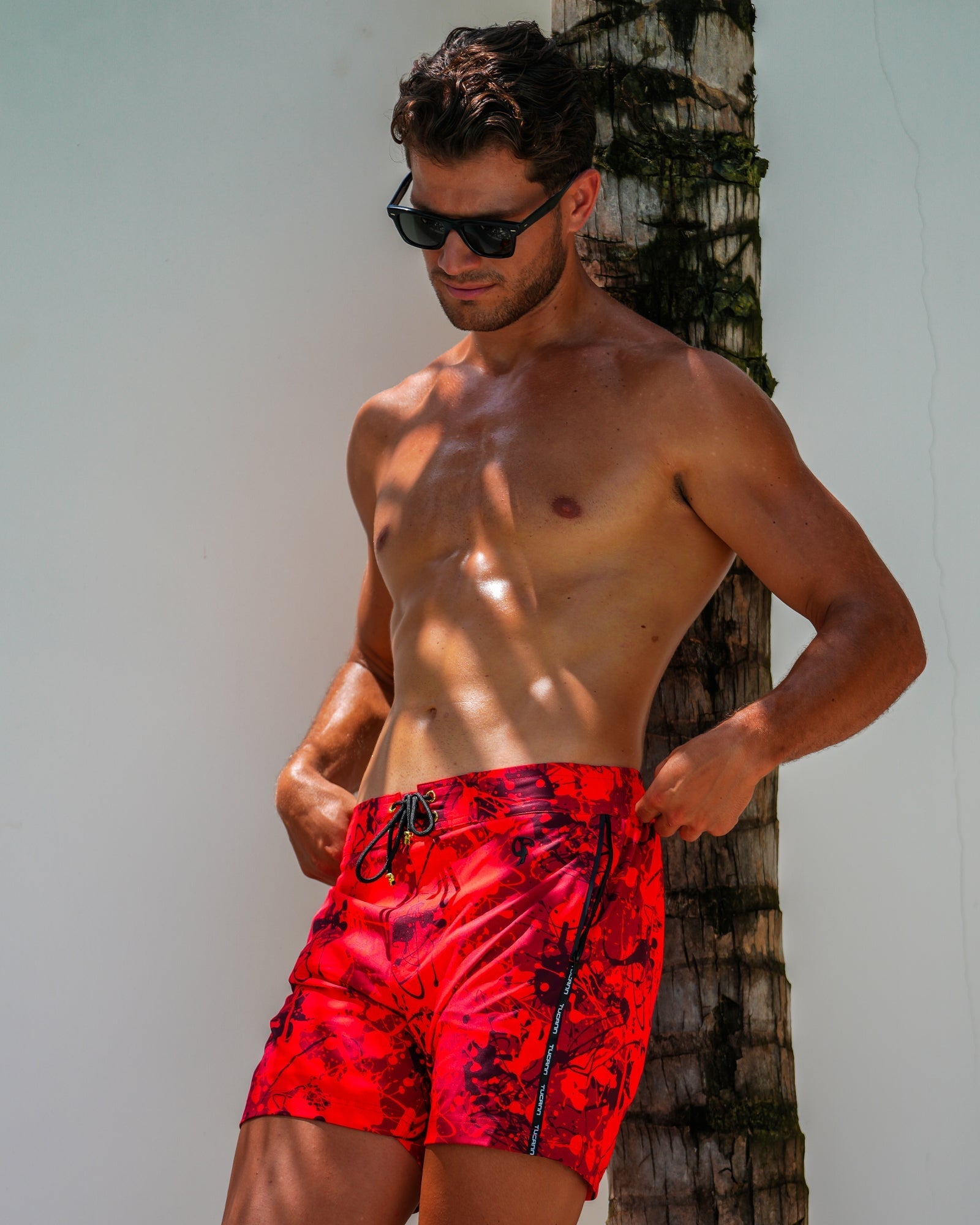 Splatter Swim Shorts Red - 5" Shorts / Board shorts Tucann