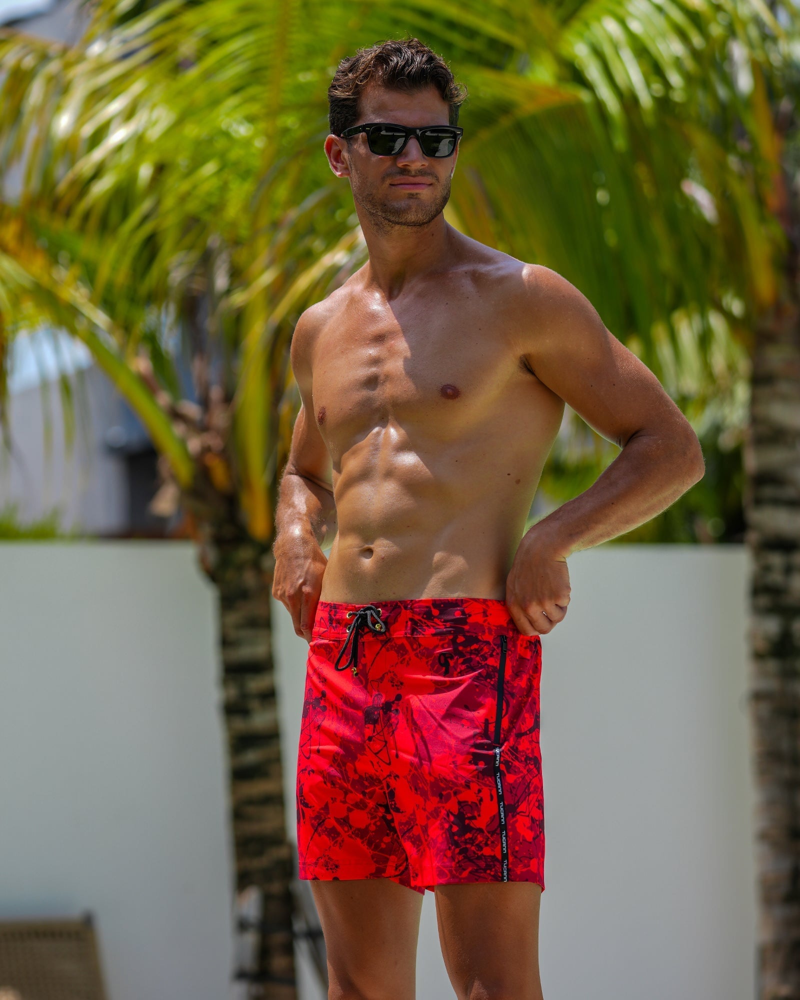 Splatter Swim Shorts Red - 5" Shorts / Board shorts Tucann