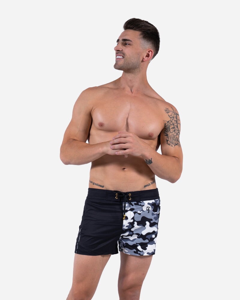 Split Camo Black Swim Shorts - 3" Shorts / Board shorts Tucann