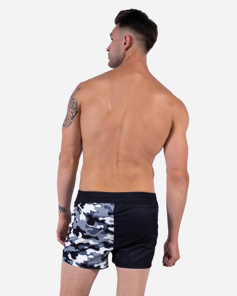 Split Camo Black Swim Shorts - 3" Shorts / Board shorts Tucann