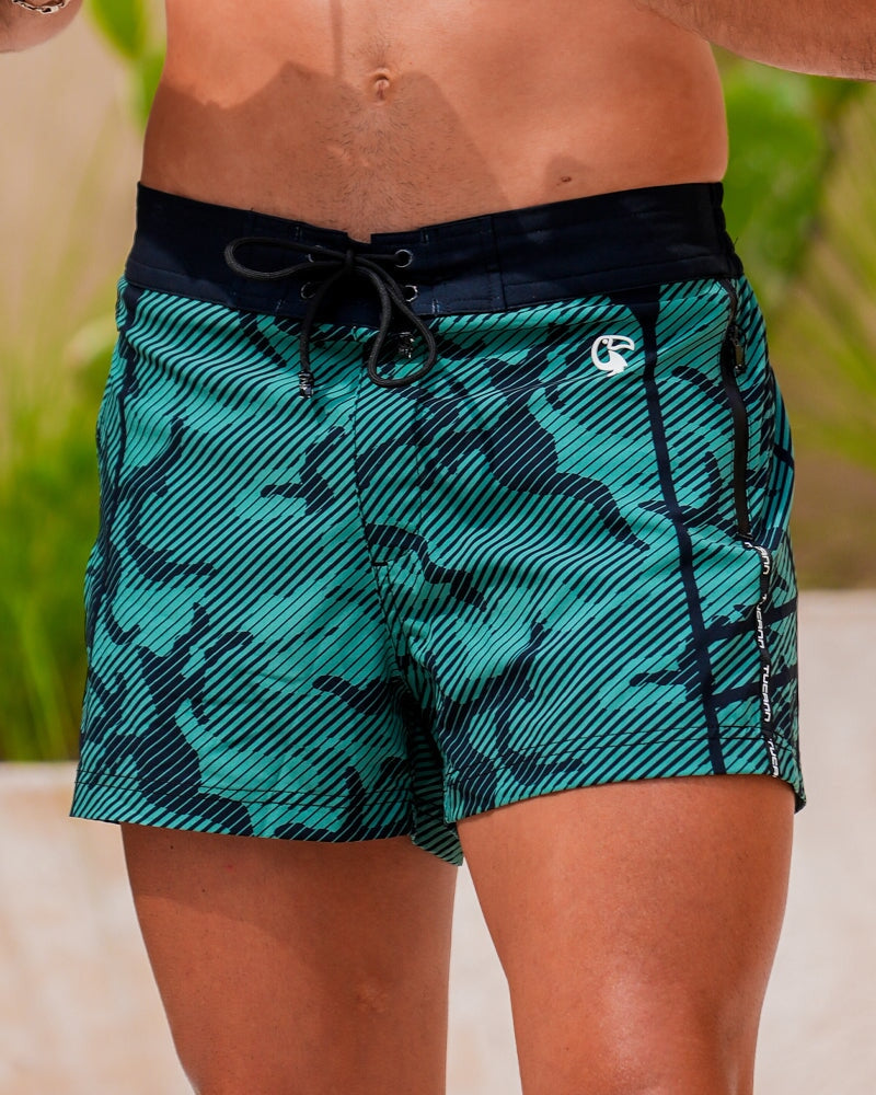 Striped Green Camo - 3" Shorts / Board shorts Tucann