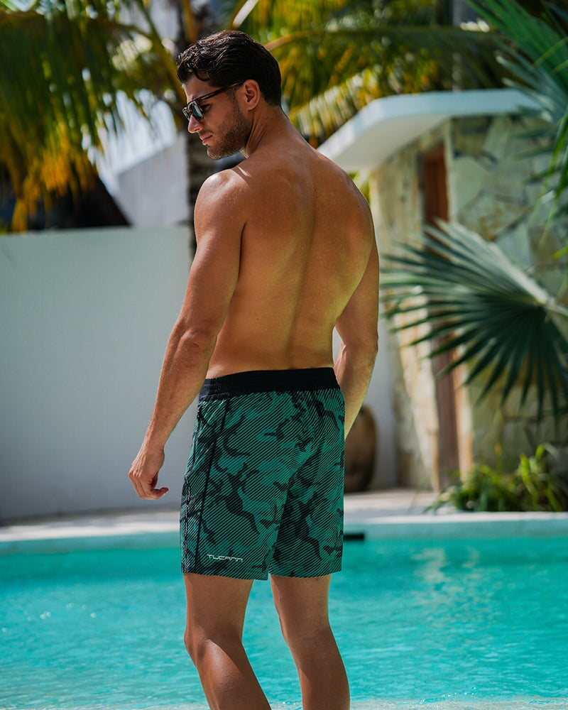 Striped Green Camo - 7" Shorts / Board shorts Tucann