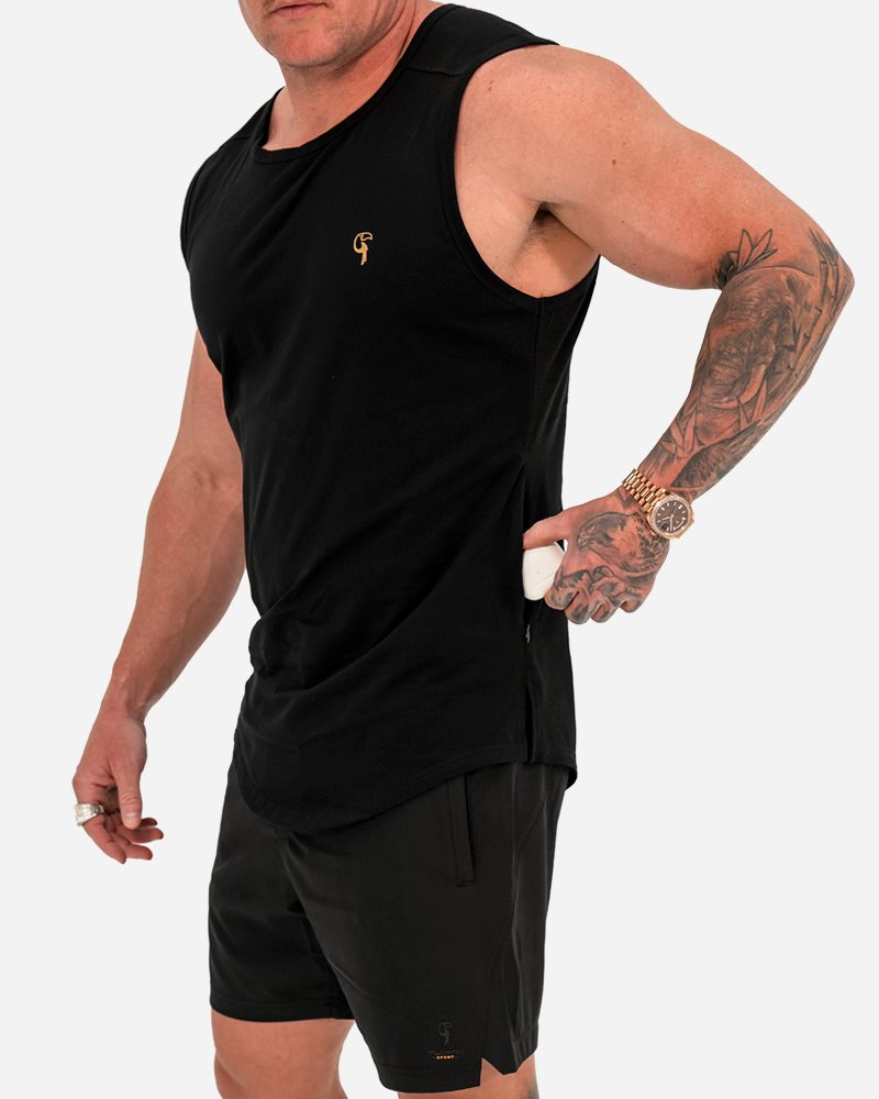 TUCANN SPORT SINGLET - BLACK SHIRT Tucann