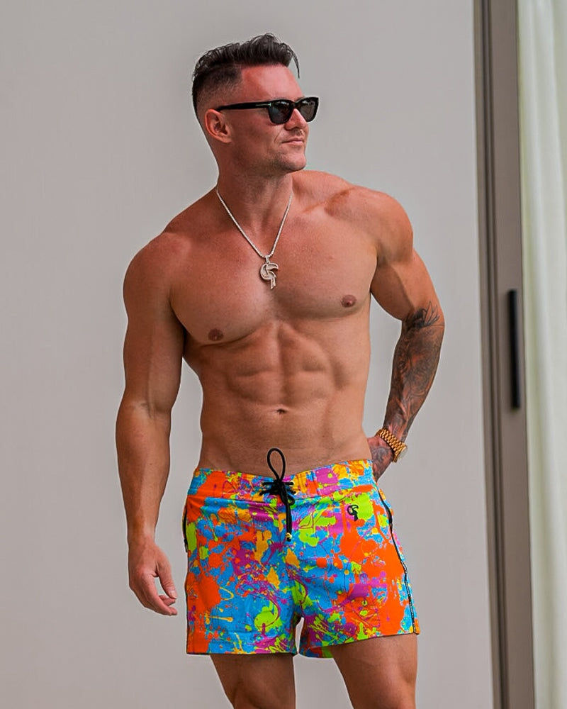Wild Splatter Aqua - 3" Swim Trunks Tucann