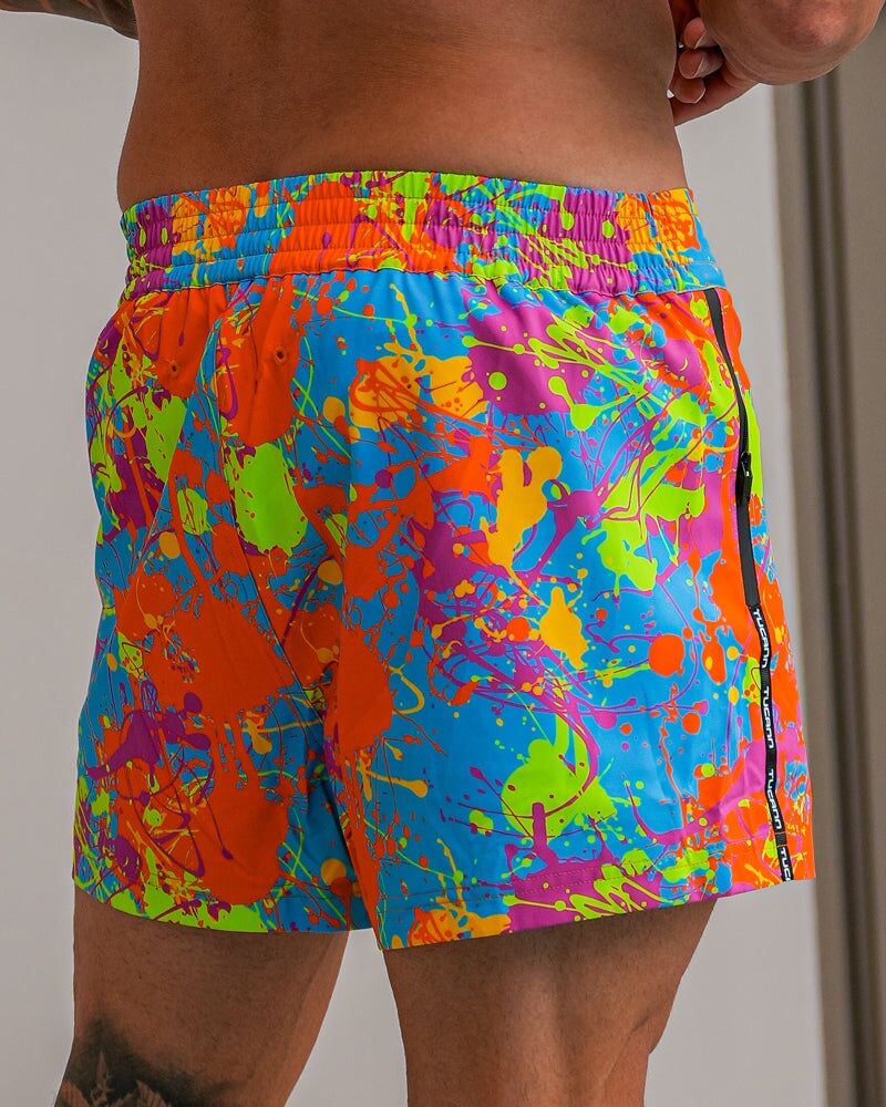 Wild Splatter Aqua - 3" Swim Trunks Tucann