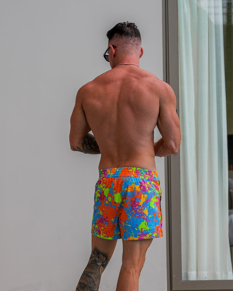 Wild Splatter Aqua - 3" Swim Trunks Tucann
