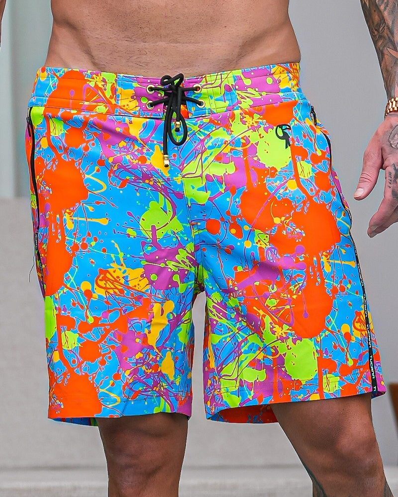 Wild Splatter Aqua - 7" Swim Trunks Tucann