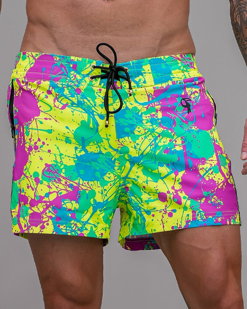 Wild Splatter Lime - 3" Swim Trunks Tucann