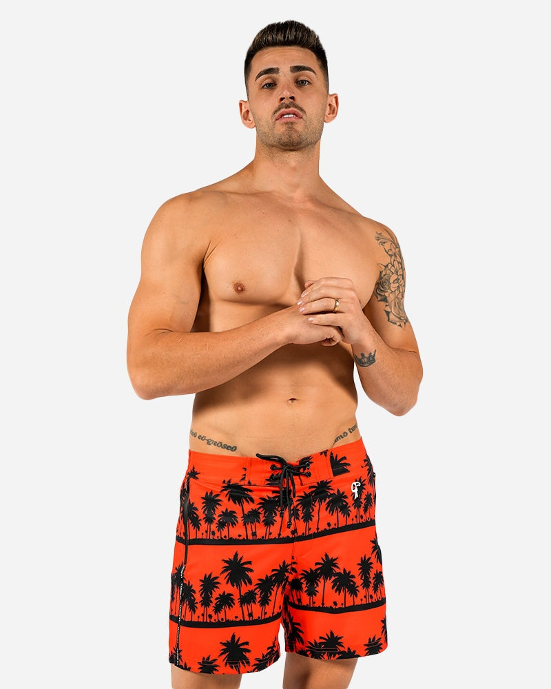 5" Black Palms Orange Swim Trunks Swim Trunks Tucann