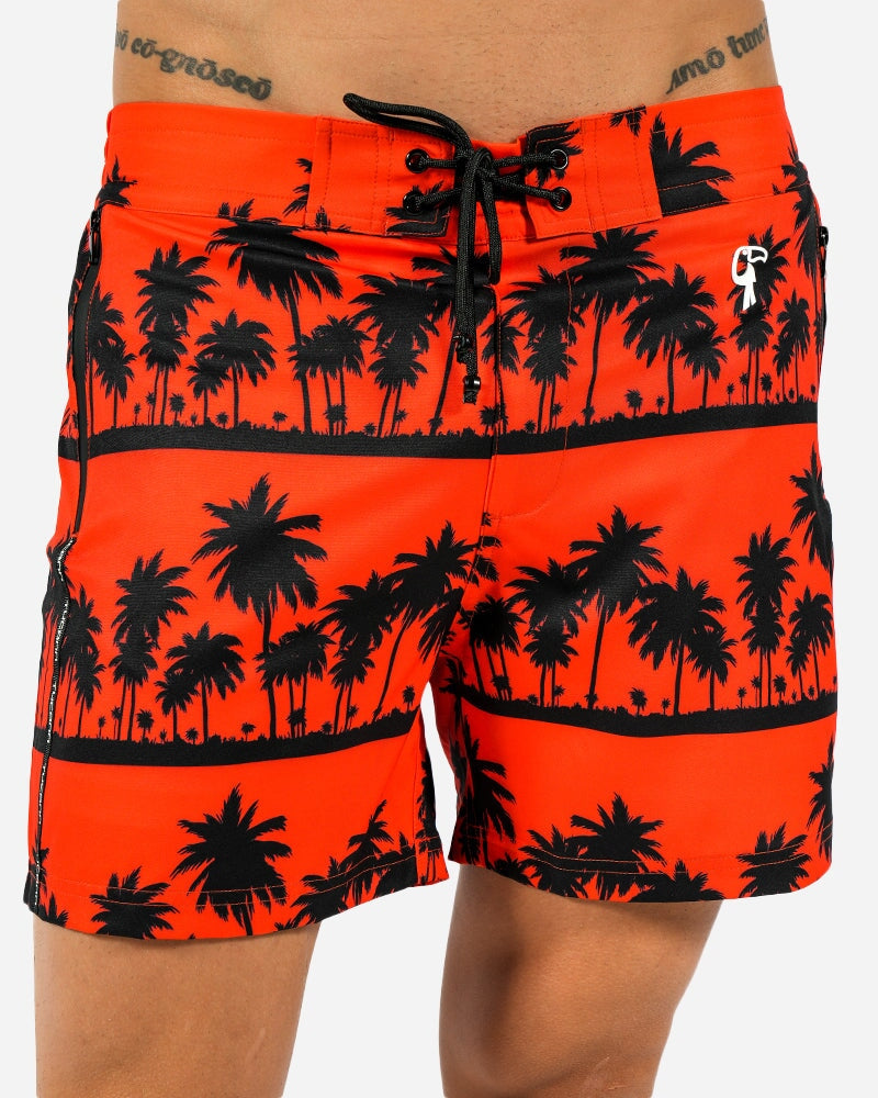 5" Black Palms Orange Swim Trunks Swim Trunks Tucann