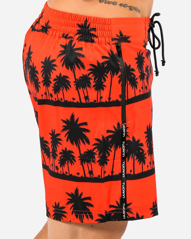 5" Black Palms Orange Swim Trunks Swim Trunks Tucann