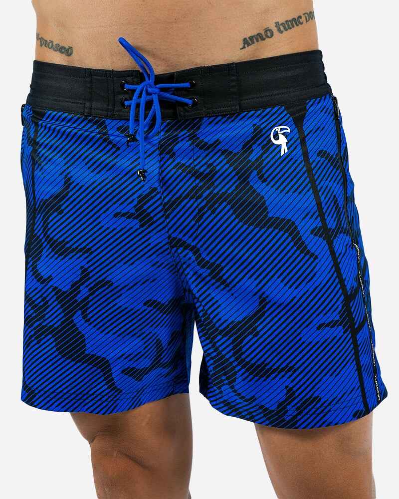 5" Striped Camo Blue Swim Shorts Swim Trunks Tucann