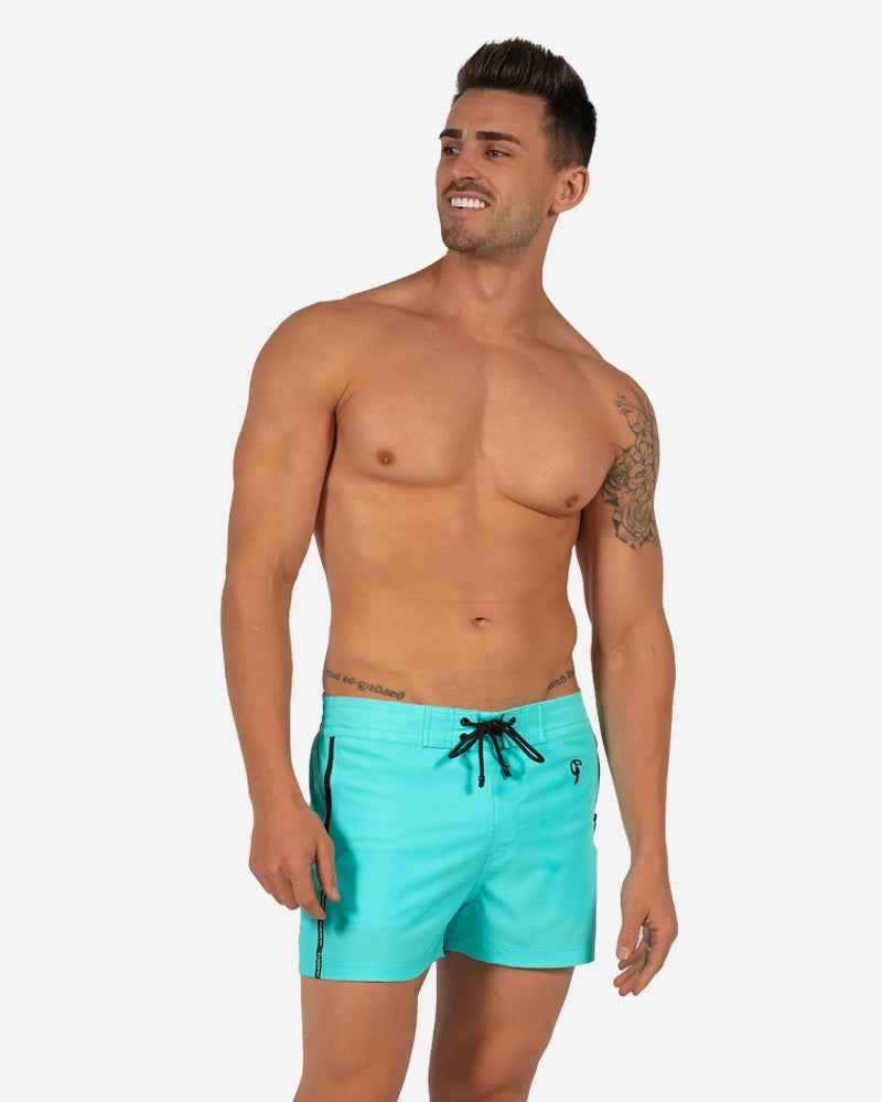 Fluro Aqua Swim Shorts - 3" Swim Trunks Tucann 