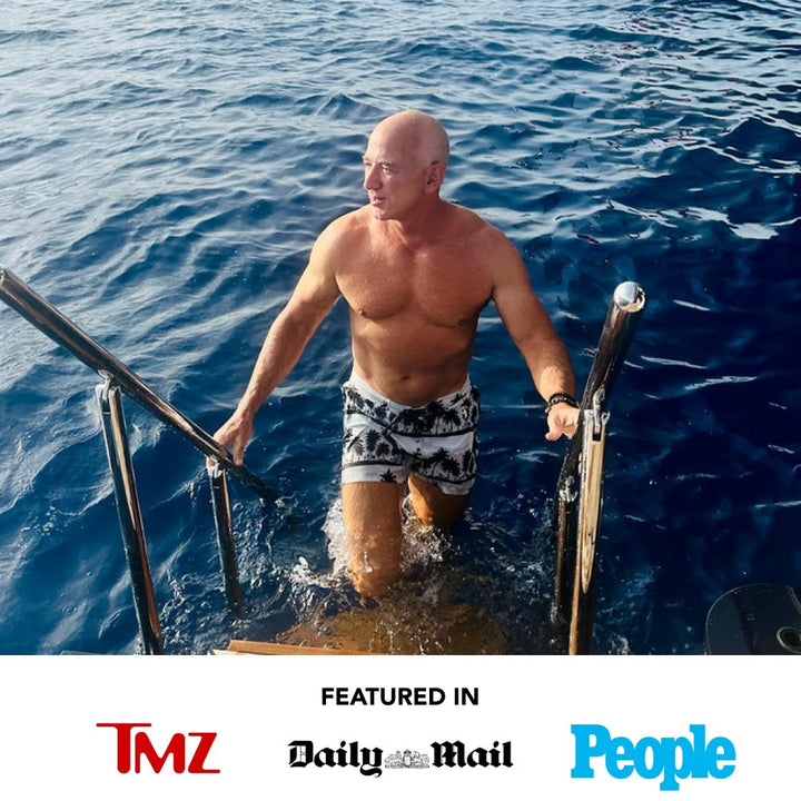 When Fashion Meets Fortune: Jeff Bezos' Tucann Swim Trunks Turn Heads!"