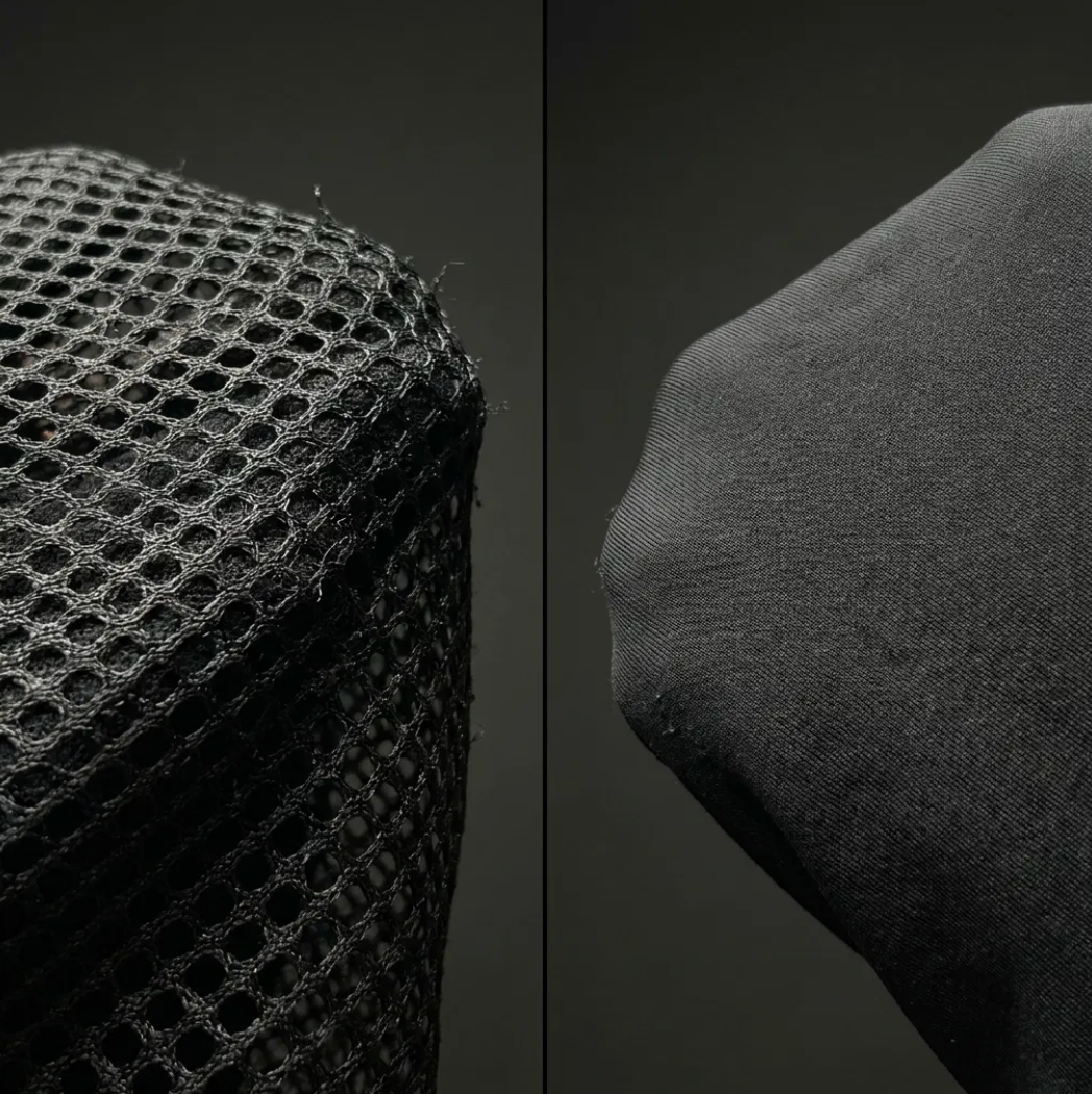 Conventional mesh liner beside Tucann's flat compression liner
