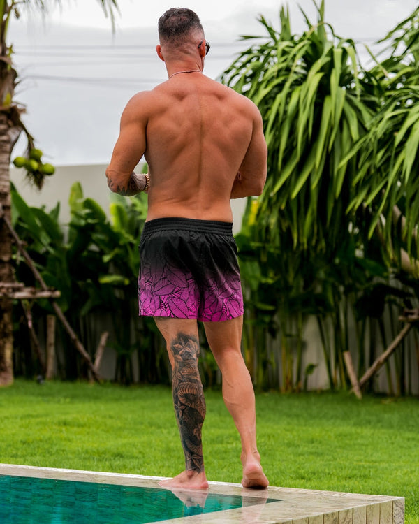 Black Leaf Magenta - 3" Shorts / Board shorts Tucann 