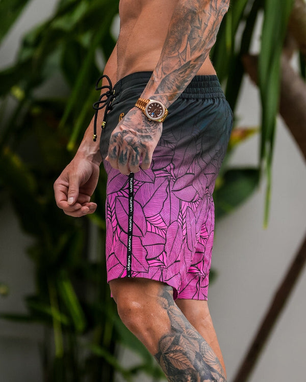 Black Leaf Magenta - 7" Shorts / Board shorts Tucann 