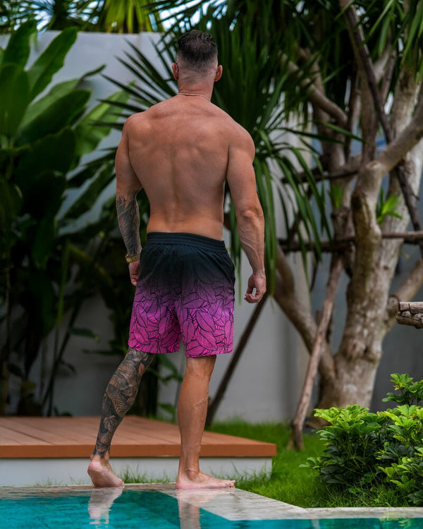 Black Leaf Magenta - 7" Shorts / Board shorts Tucann 