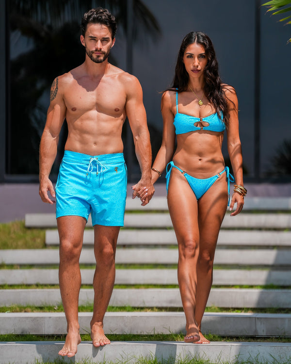 Curley Waves Side Tie Bikini Bottom - Aqua Tucann 