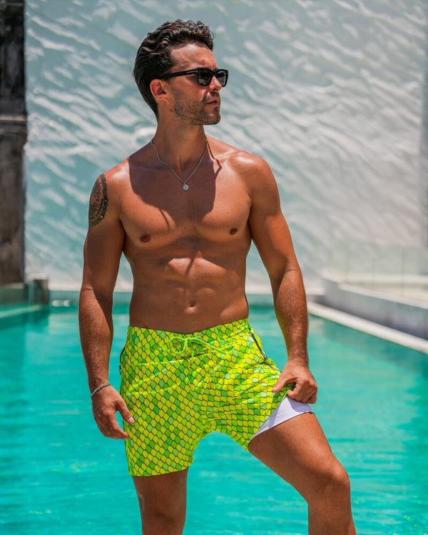Dragon Scale - Lime 5" Shorts / Board shorts Tucann 