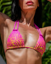 Faded Leaf Bikini Top - Fuchia Tucann 