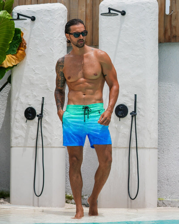 Faded Waves - Blue Lagoon - 5" Swim Trunks Tucann 