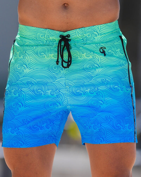 Faded Waves - Blue Lagoon - 5" Swim Trunks Tucann 