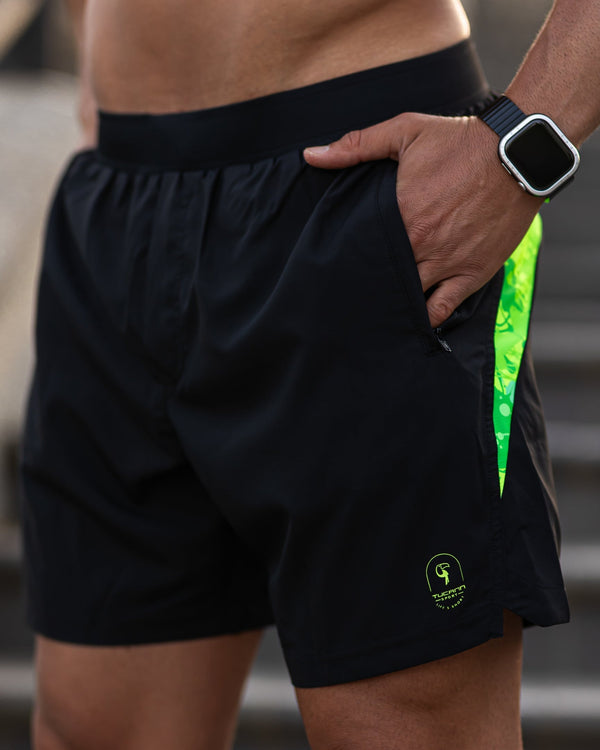 Hybrid Active Shorts Splatter - Fluro 5 Inch Tucann 