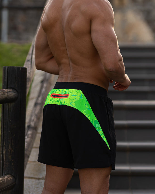 Hybrid Active Shorts Splatter - Fluro 5 Inch Tucann 