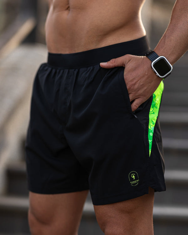 Hybrid Active Shorts Splatter - Fluro 5 Inch Tucann 