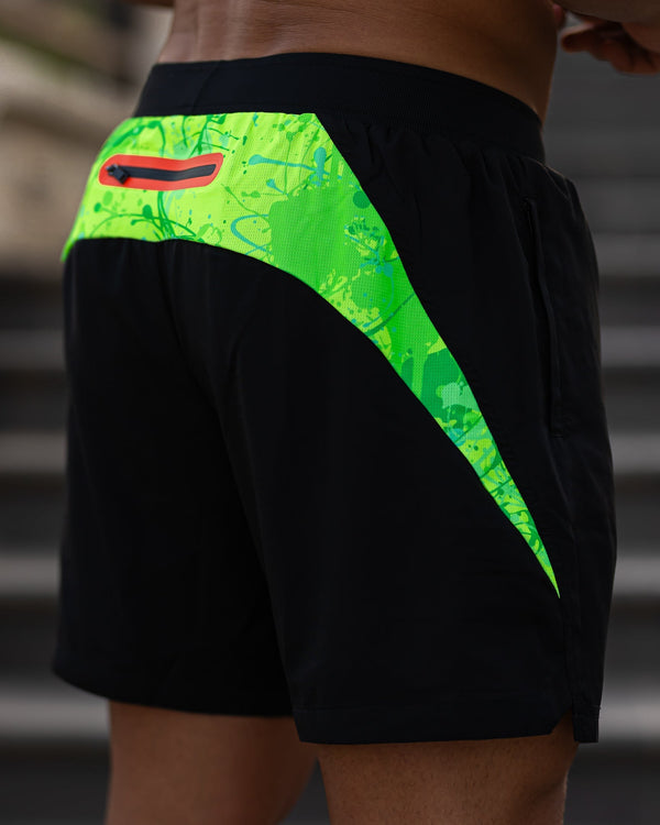 Hybrid Active Shorts Splatter - Fluro 5 Inch Tucann 